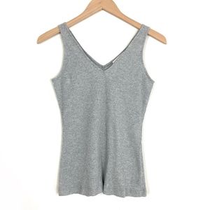 BOSTON PROPER Grey Ribbed Tank V Neck